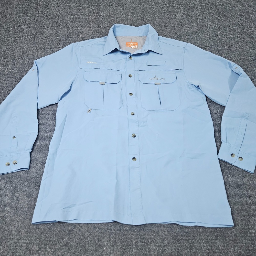 Habit Fishing‎ Shirt Mens M Blue Long Sleeve UPF 40+ Venting Outdoor Hiking